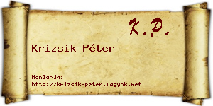 Krizsik Péter névjegykártya